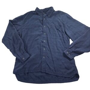 Royal Robbins Mens XL Navy Blue Modal Blend Grid Button Up Shirt Lightweight